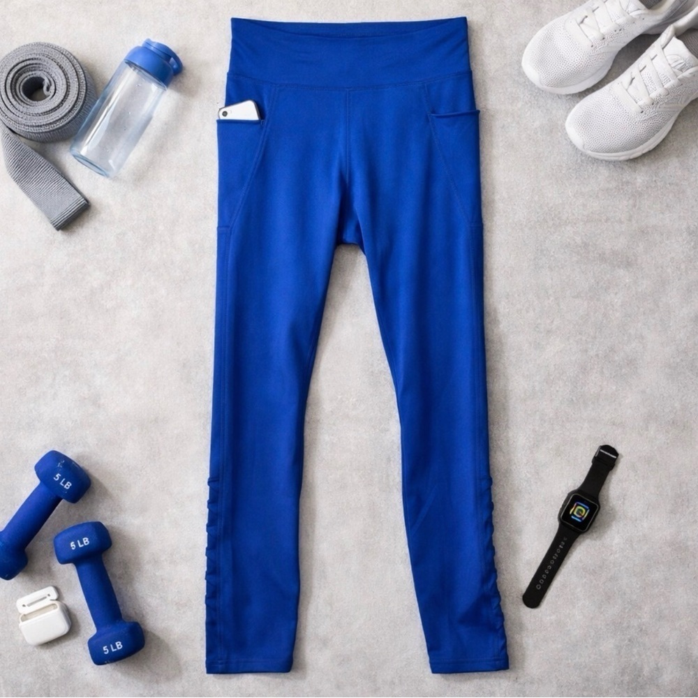 Tek Gear Women's Criss Cross High-Waisted Leggings-Beyond Blue-Medium
